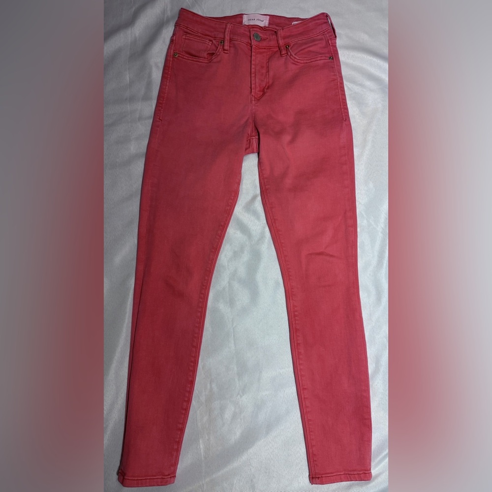 Dear John Giselle Skinny Jean in Scarlet - Rich Coral Pink EUC